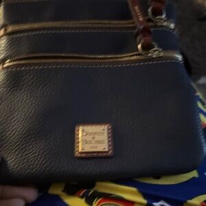 Dooney & Bourke Dark Gray Crossbody Bag with Gold Accents